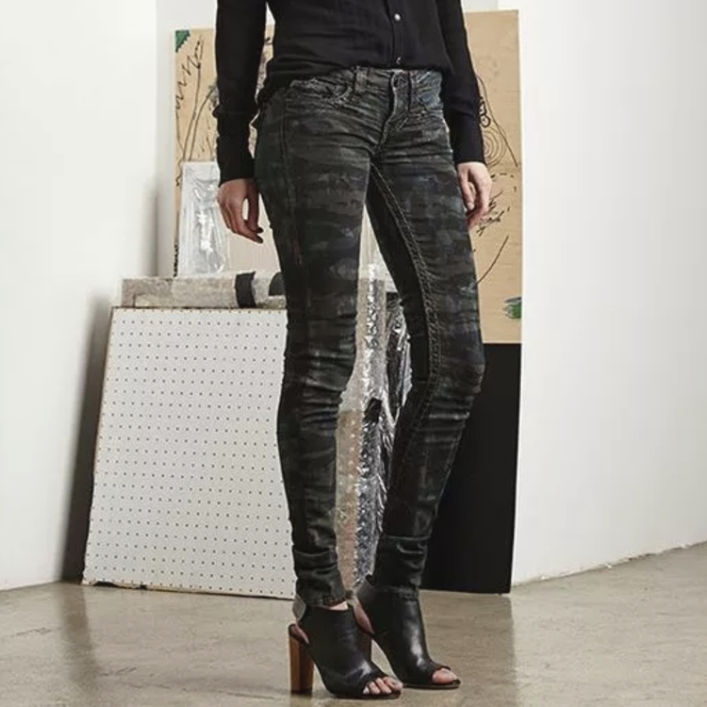 True Religion Skinny Jeans Casey Tiger Camo NWT 23